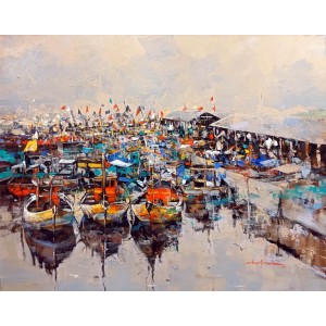 Shan Amrohvi, 30 x 36 inch, Acrylic on Canvas, Cityscape Painting, AC-SA-178